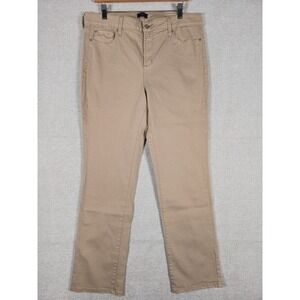 NYDJ Womens Straight Leg Khaki Tan Pants Lift Tuck Technology Size 14 34x32